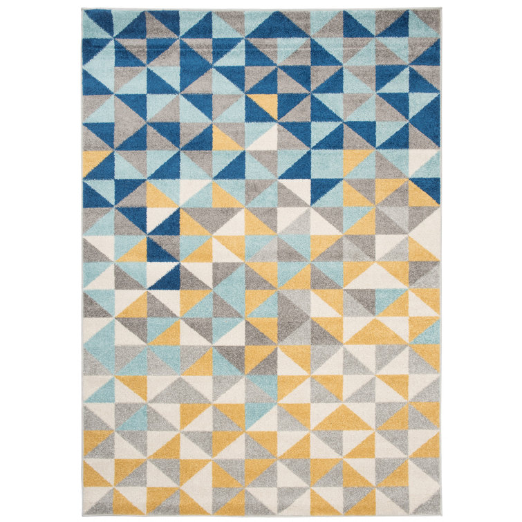 Oliver Grandfield Flatweave Blue/Yellow/Grey Rug Wayfair.co.uk